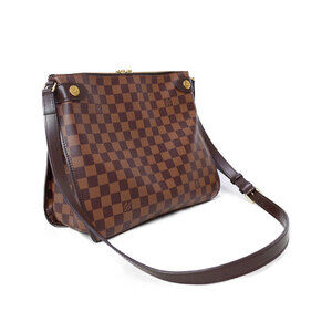 Louis Vuitton Shoulder Leather Brown Duomo Damier Canvas Hobo Ebene Bag